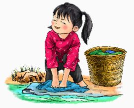 洗衣服的女孩