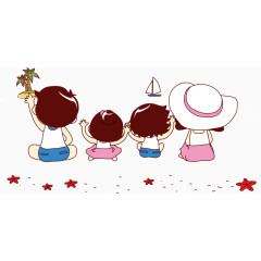 沙滩上的卡通人物