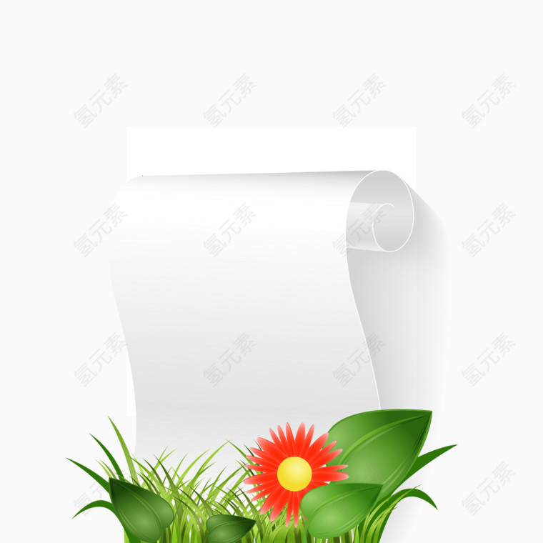 绿色草丛装饰空白纸张矢量素材