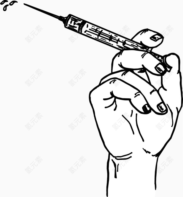 手拿注射器