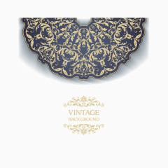 典雅蓝色花纹卡片矢量素材