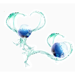 动感水与蓝色地球背景矢量素材