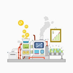 金币加工厂矢量素材图片下载