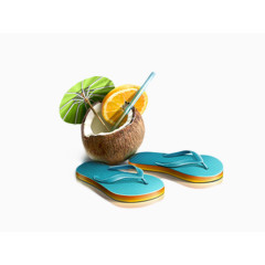 椰子汁 和人字拖的图片