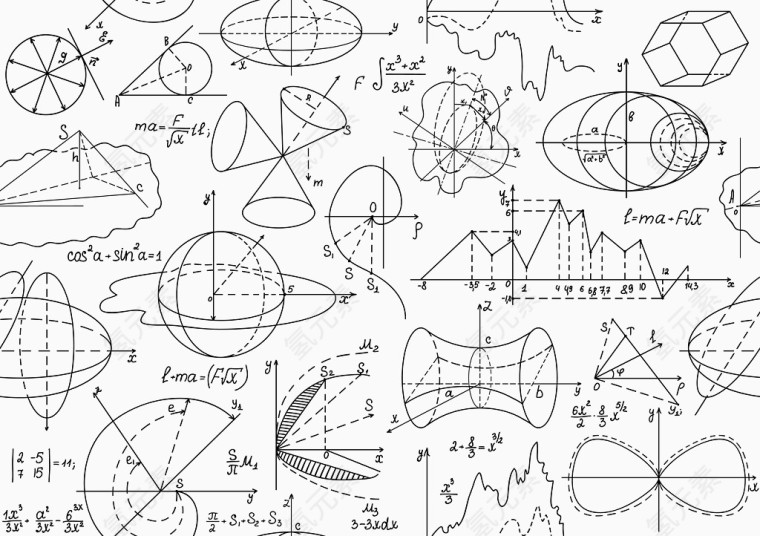 漂浮矢量各种数学图像