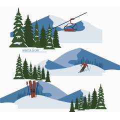 矢量高山滑雪场