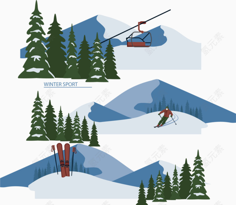 矢量高山滑雪场