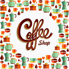 矢量彩色咖啡素材背景