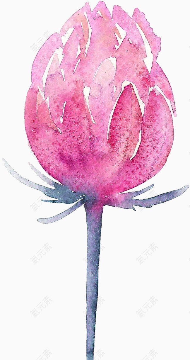 手绘复古淡紫色花骨朵