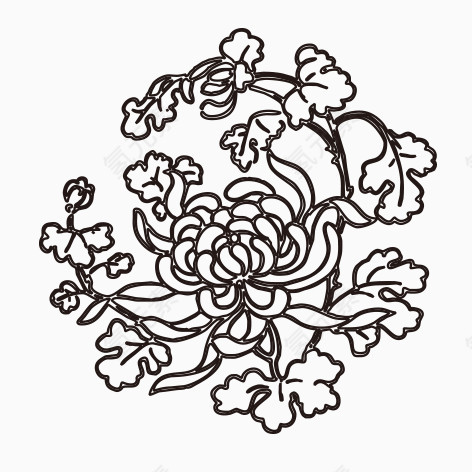 中式牡丹花边