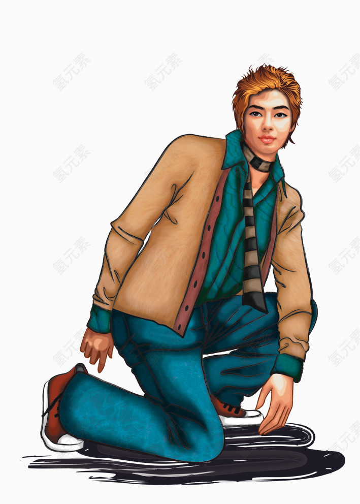 韩国时尚人物插画png图片