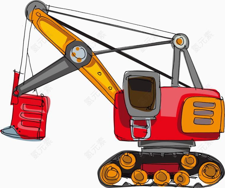 手绘市政吊带式大型起重机