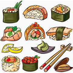 矢量手绘寿司素材