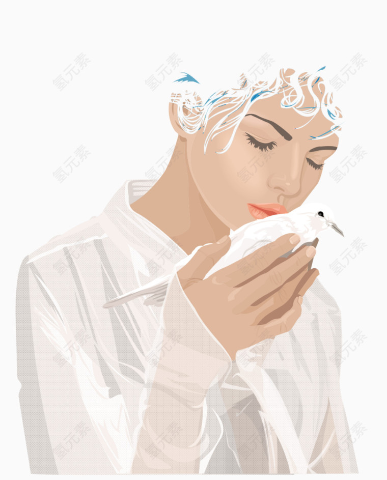 怀抱和平鸽的女孩