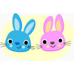 蓝色紫色的卡通兔子头