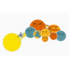 太阳系九大行星卡通素材