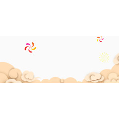 彩色祥云和五色花