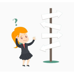 路牌前迷茫的商务女子