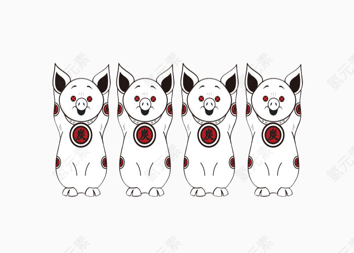 日式白色小猪卡通