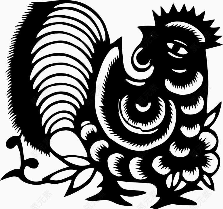 2017年矢量黑色生肖鸡