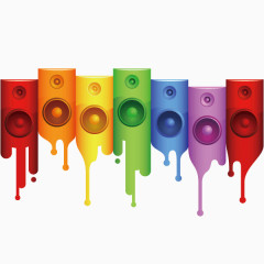 彩色 喷墨 音响 创意图案 矢量图