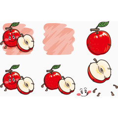 卡通手绘苹果虫子