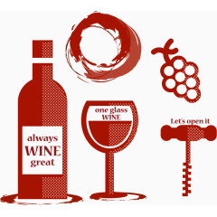 矢量手绘红酒元素