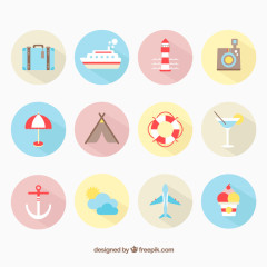 12款圆形旅行图标矢量素材