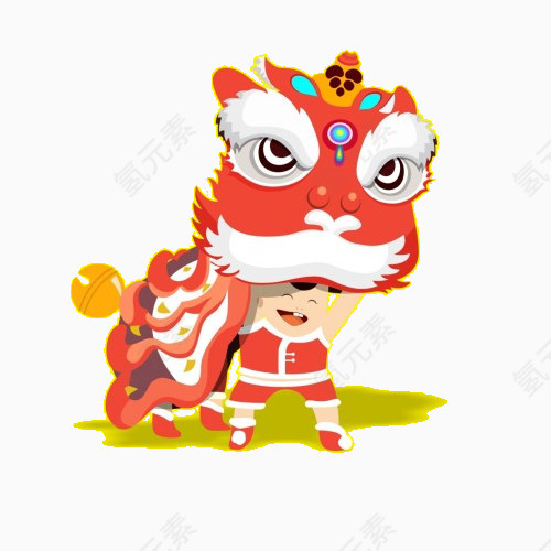 小孩舞狮素材