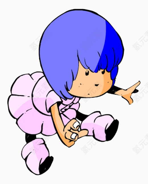 蓝色头发照相的女孩