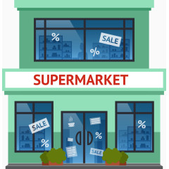 矢量卡通超级市场