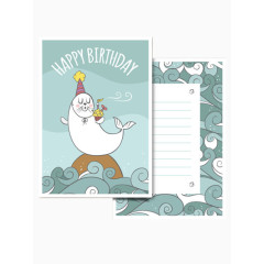 老式白印章生日卡