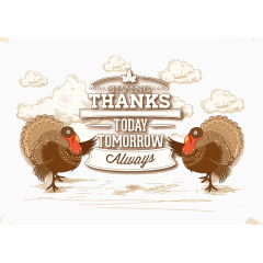 彩绘感恩节火鸡海报矢量素材