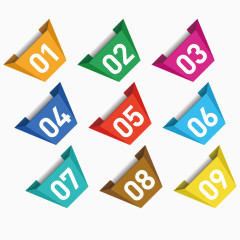 标签  数字便签 几何形 彩色 扁平化 0到9