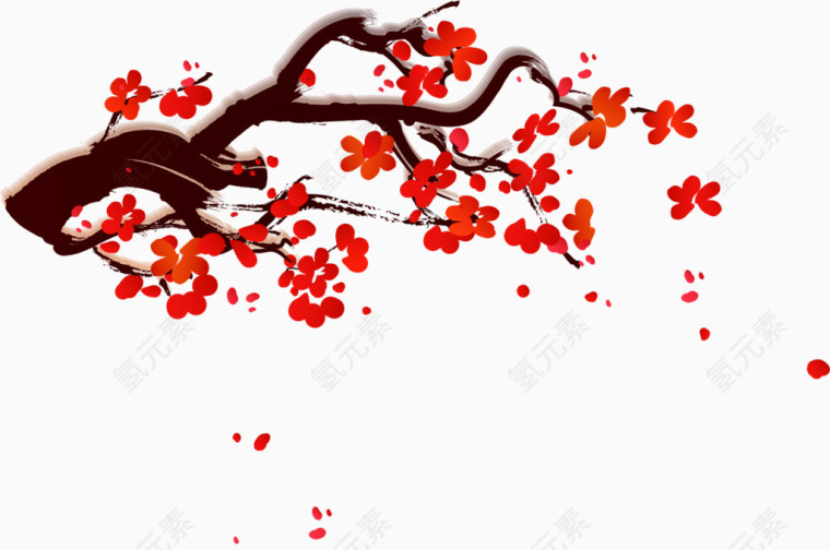 矢量手绘梅花枝