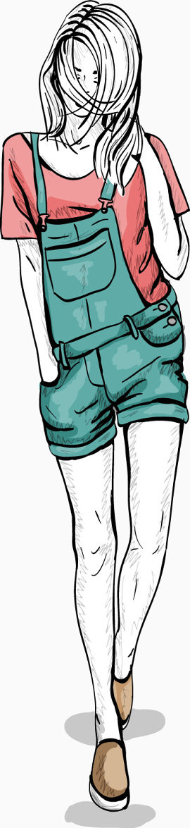 矢量手绘女装模特