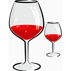 矢量手绘红酒