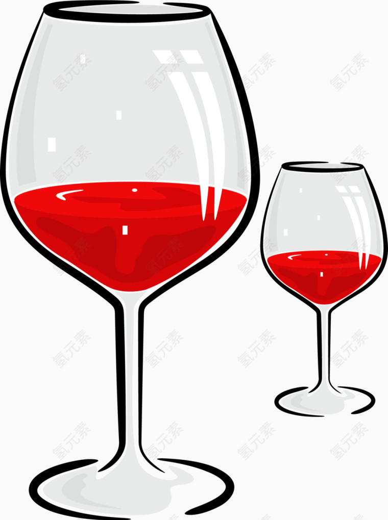 矢量手绘红酒