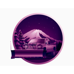 紫色除雪车矢量图