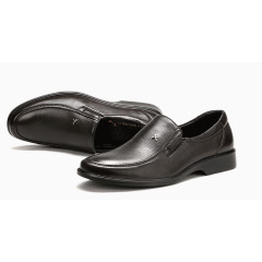 红蜻蜓头层牛皮套脚男鞋