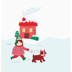 雪天散步冬季旅游素材