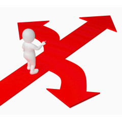 白色小人岔路口选择插画