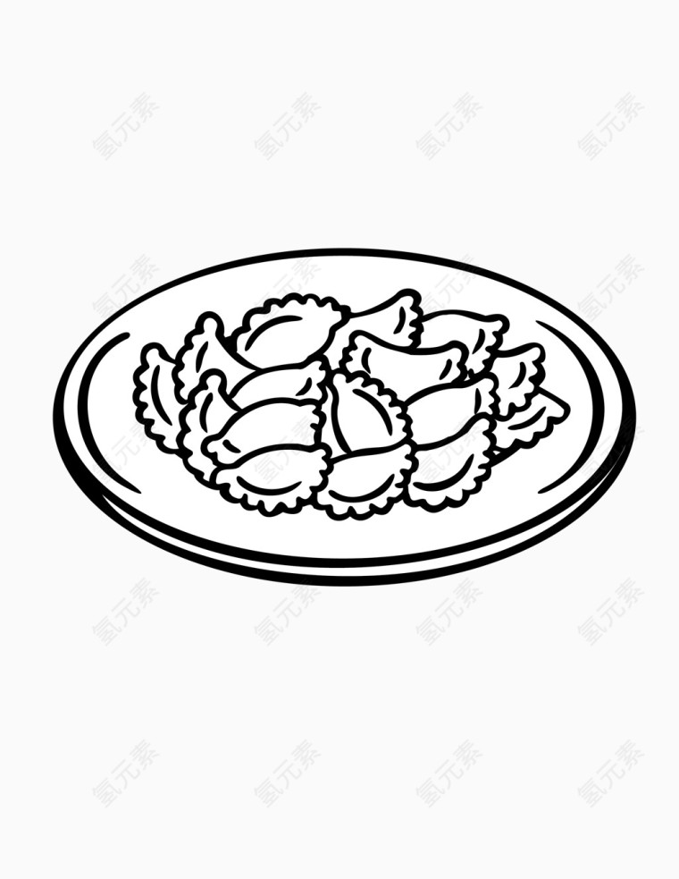 美味的一盘饺子png素材