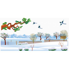 雪景冬天大雪矢量素材