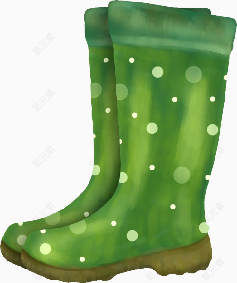 绿色花纹卡通雨靴
