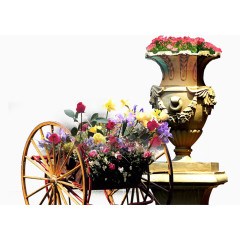 马车鲜花花瓶