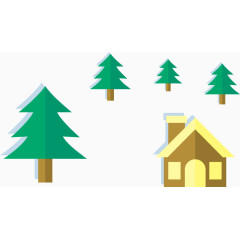 小树和房子矢量图