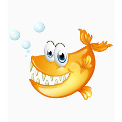 卡通手绘可爱黄色小鱼