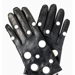 女士手套皮手套白色圆点手套