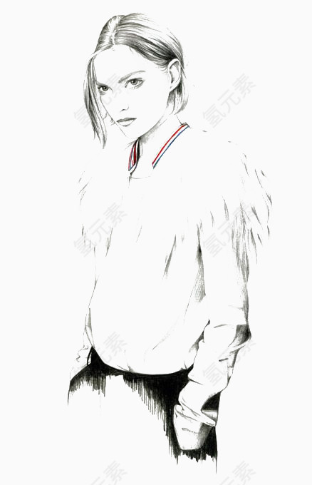 手绘速写美女